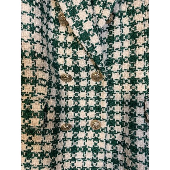 Zara Green Tweed Oversized Double Breasted Blazer Jacket Blogger’s Fave L Large - Picture 13 of 16